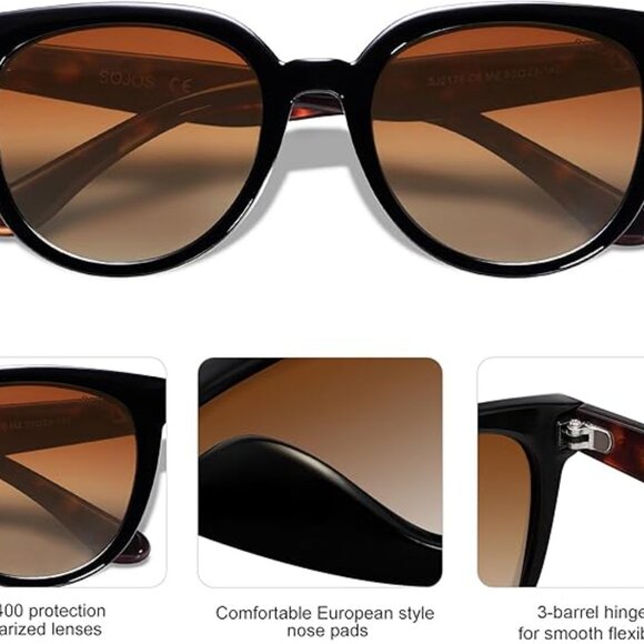 Trendy Cat Eye Round Polarized Sunglasses for Women Fashion UV Protection